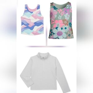 Athletic Works Girls Knit Zip Pullover Top And 2 Knit Longline Bra